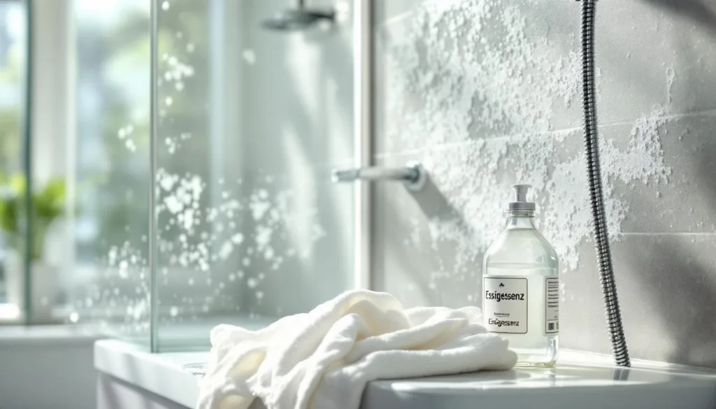 entdecken sie, wie essigessenz effektiv hartnäckigen kalk in der dusche entfernt – einfacher und natürlicher reinigungstrick für strahlend saubere fliesen und armaturen.