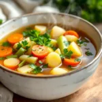 diese einfache gemüsesuppe gelingt immer und überzeugt mit ihrem angenehm leichten geschmack – perfekt für eine gesunde mahlzeit.